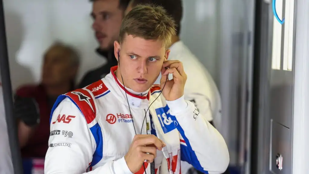 Mick Schumacher putting in his ear plugs. Imola April 2022