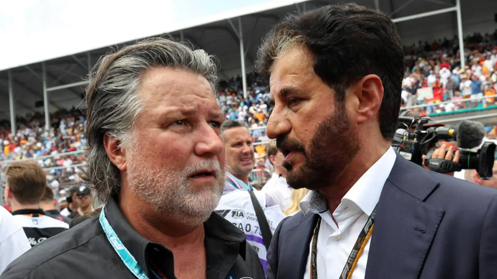 Mohammed ben Sulayem talking to Michael Andretti. Miami May 2022.