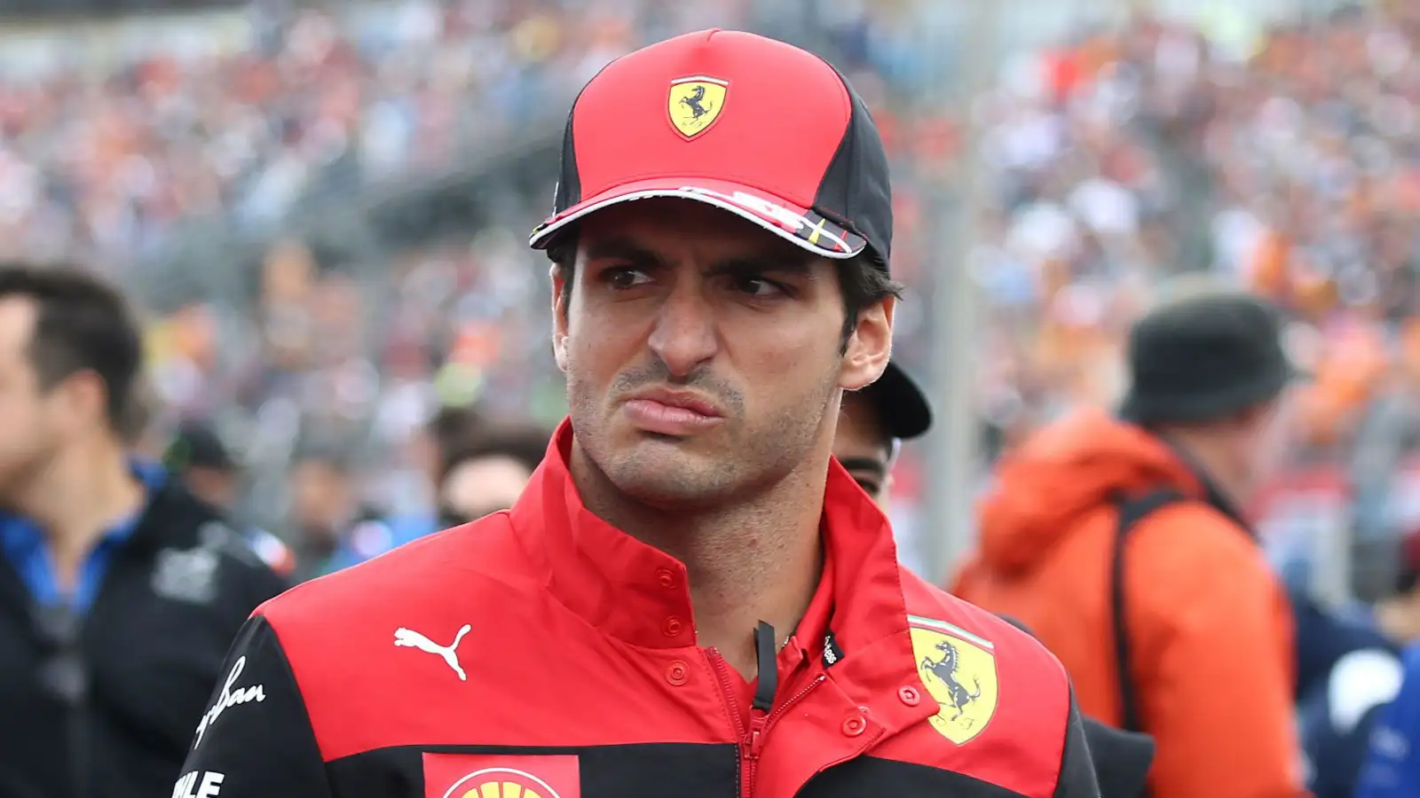 Carlos Sainz of Ferrari during drivers parade, pulling a face. Hungary July 2022