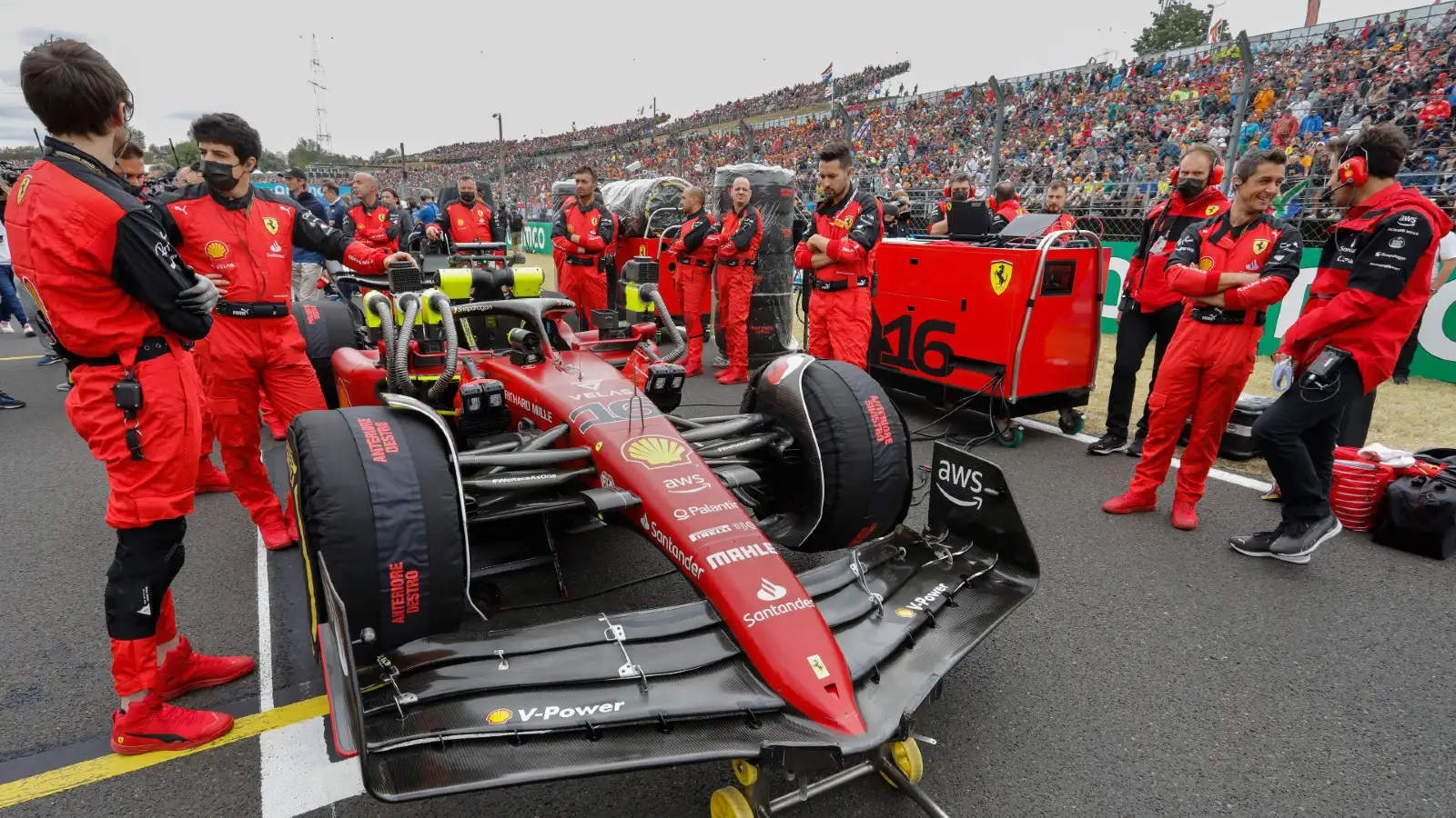 Ferrari's Charles Leclerc on the grid. Budapest, July 2022.