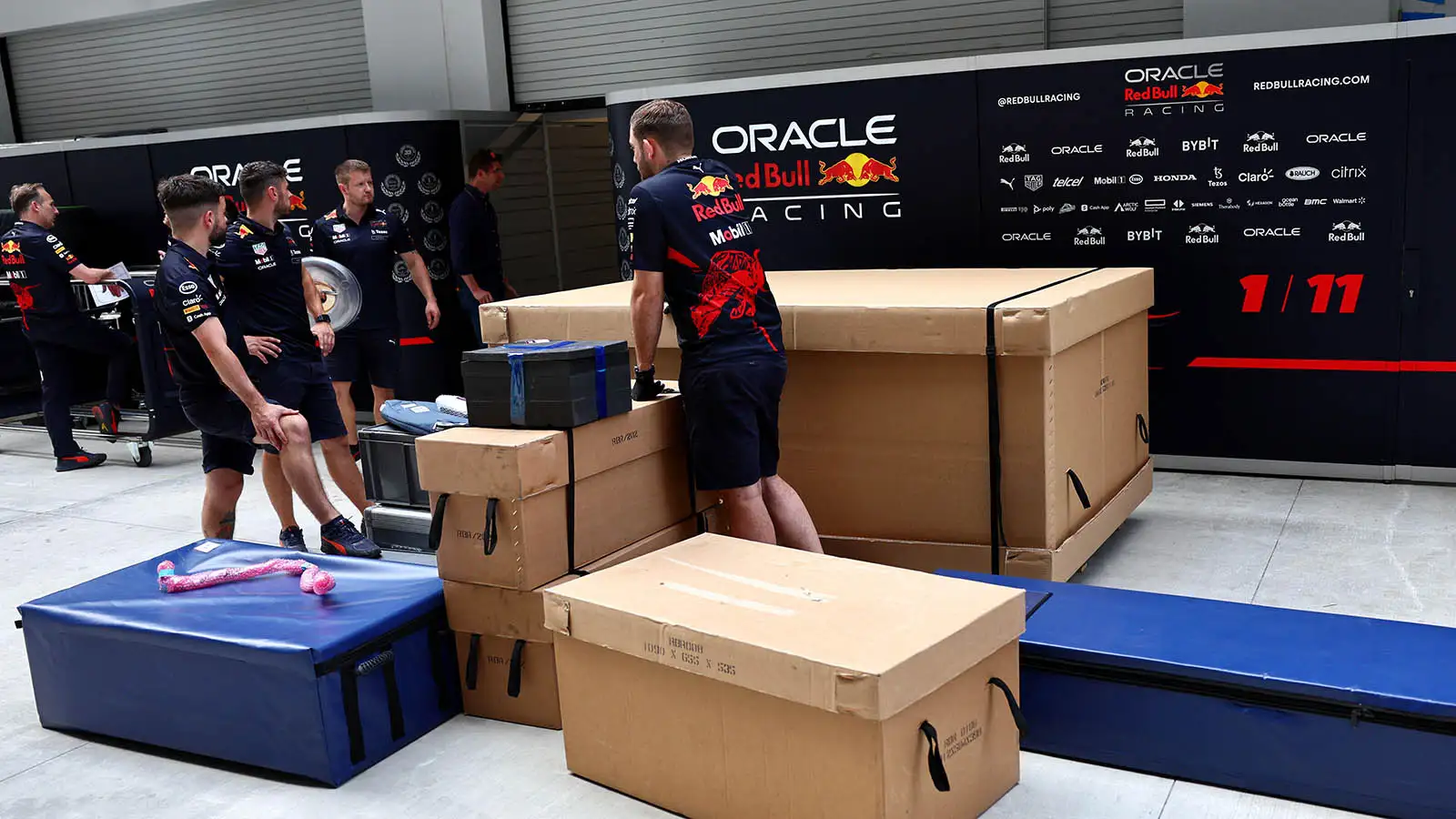 Red Bull Racing freight in the paddock. 2022