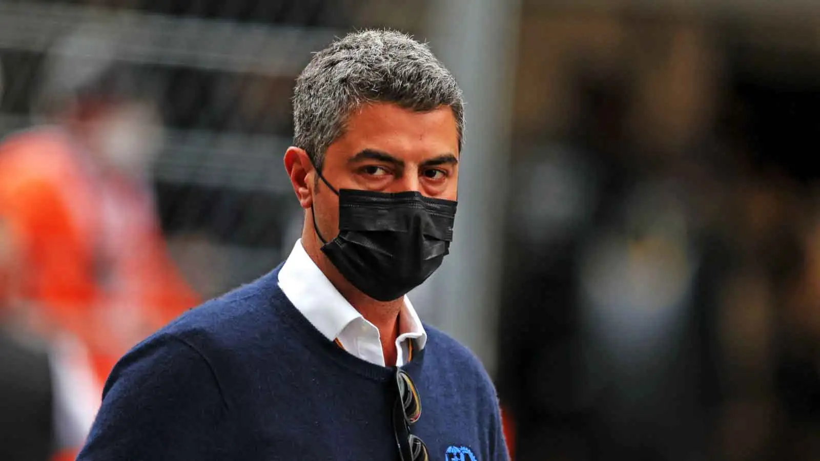 Michael Masi wears a mask. Sochi September 2021.