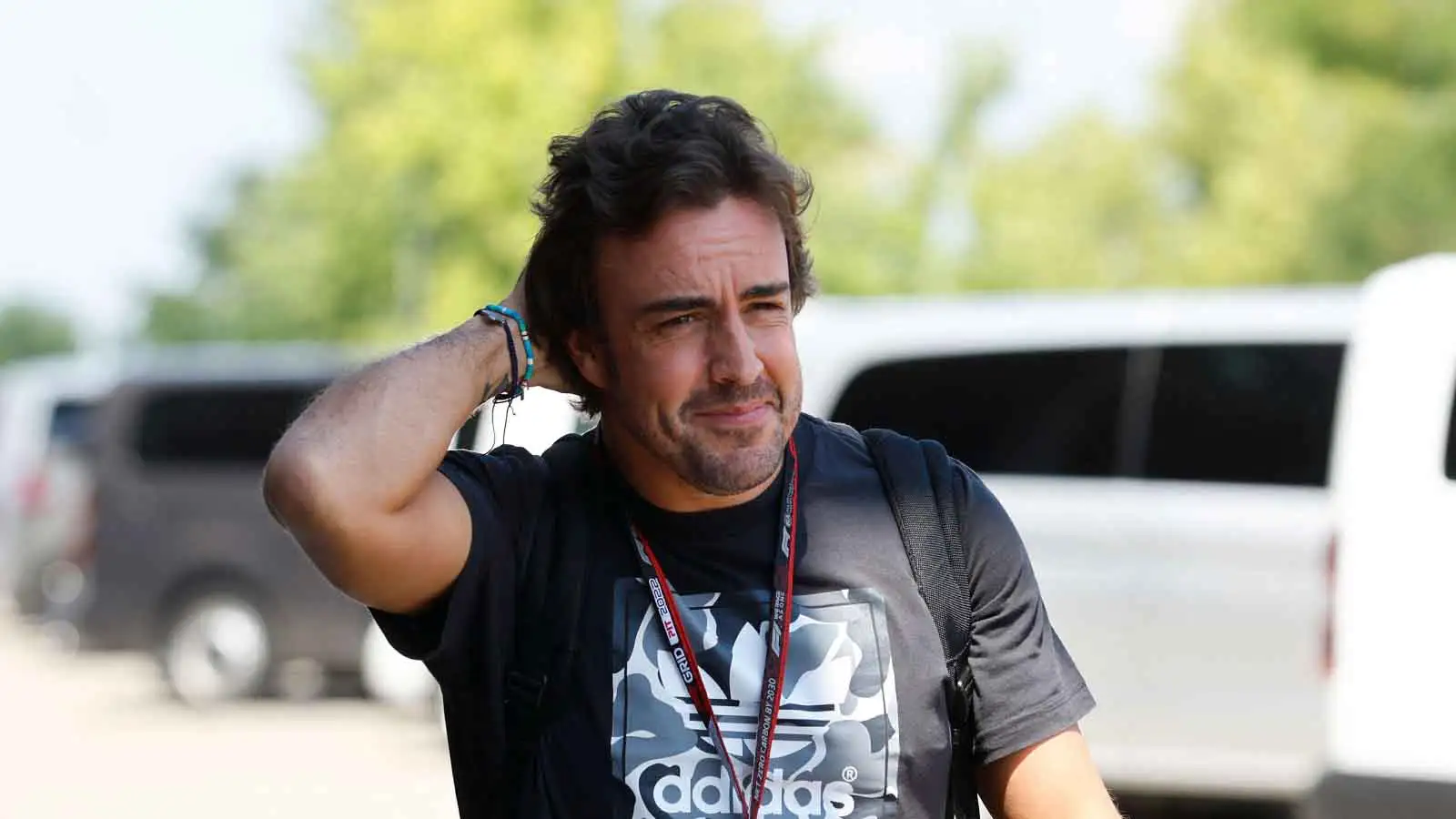 Fernando Alonso arrives. Hungary July 2022.