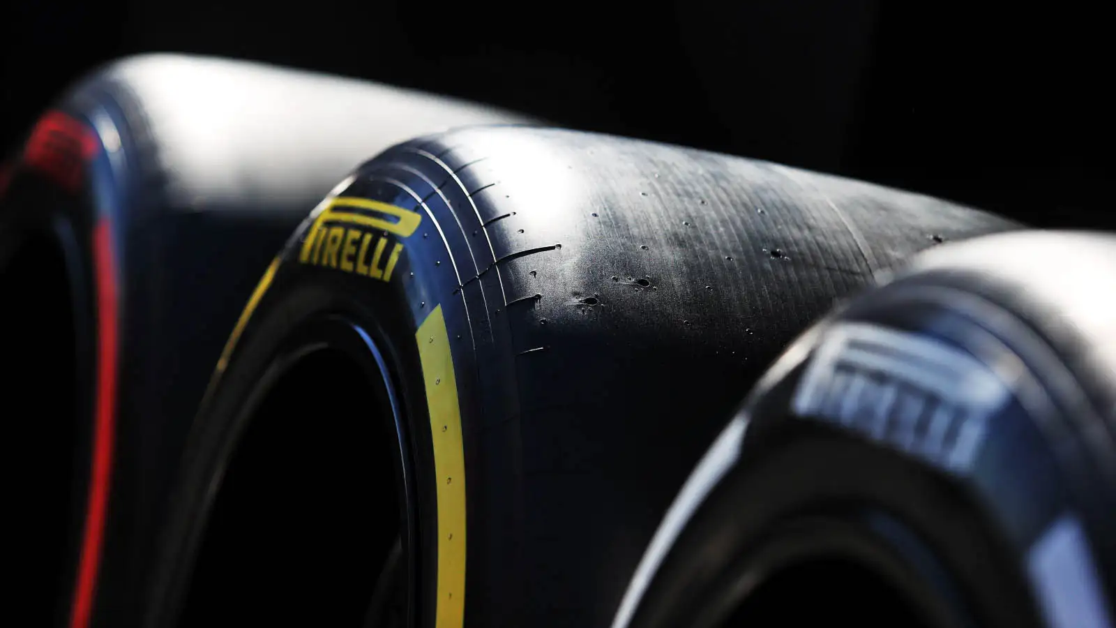 Pirelli F1 tyres lined up. Zandvoort September 2022.