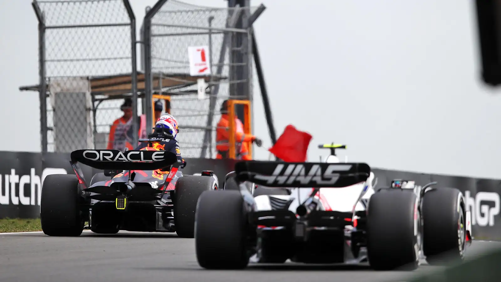 Red Bull's Max Verstappen climbs out of his car during first practice at the Dutch Grand Prix. Zandvoort, September 2022.