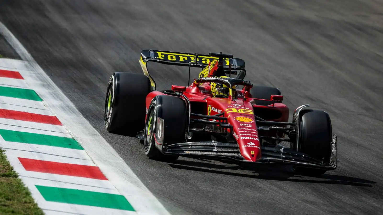 Charles Leclerc in special liveried Ferrari during FP1 for the Italian GP. Monza Italian Grand Prix September 2022.