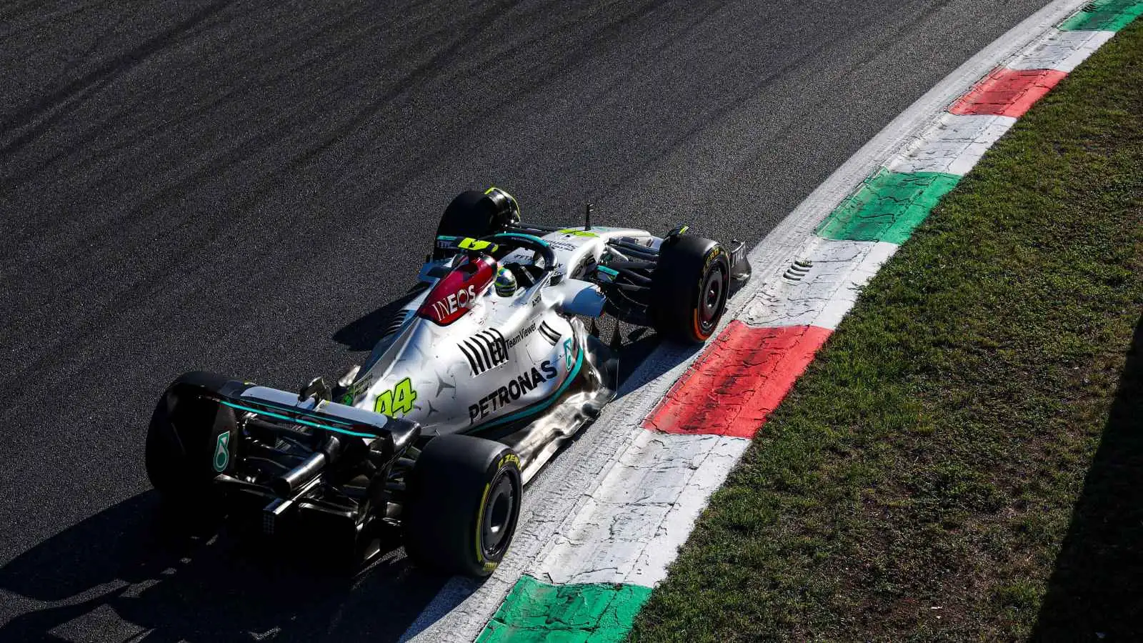 Lewis Hamilton driving at Monza in the Mercedes W13. Monza, September 2022.
