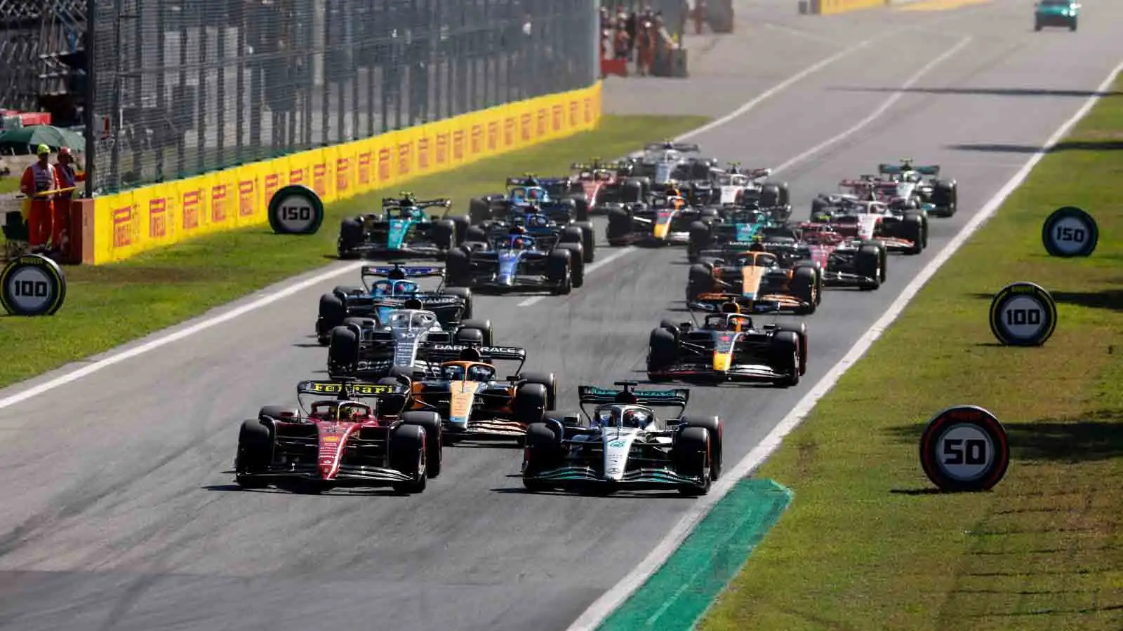 The drivers go to the first corner. Monza September 2022.