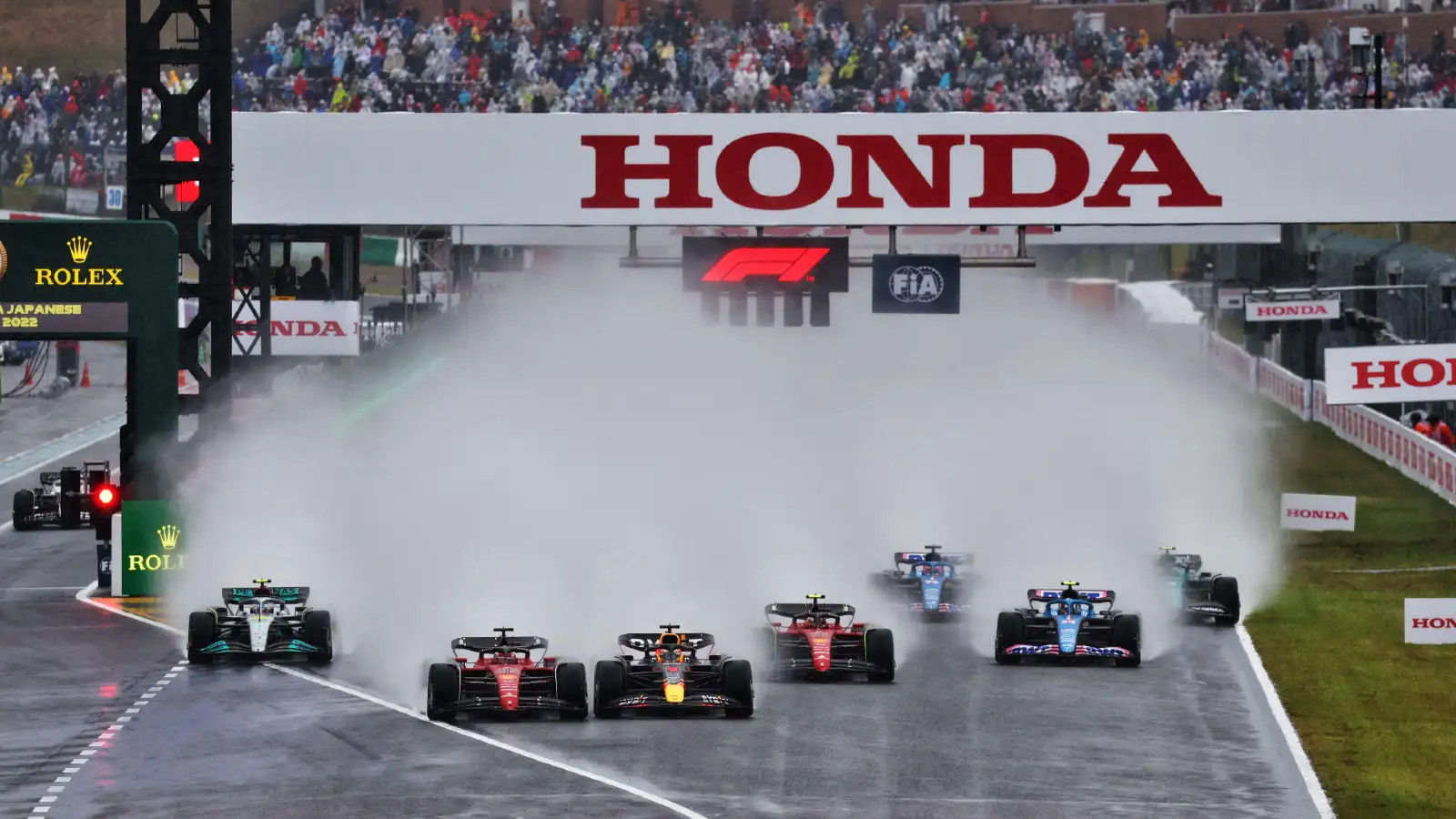 Japanese Grand Prix race start. Suzuka, October 2022. budget cap results wet weather