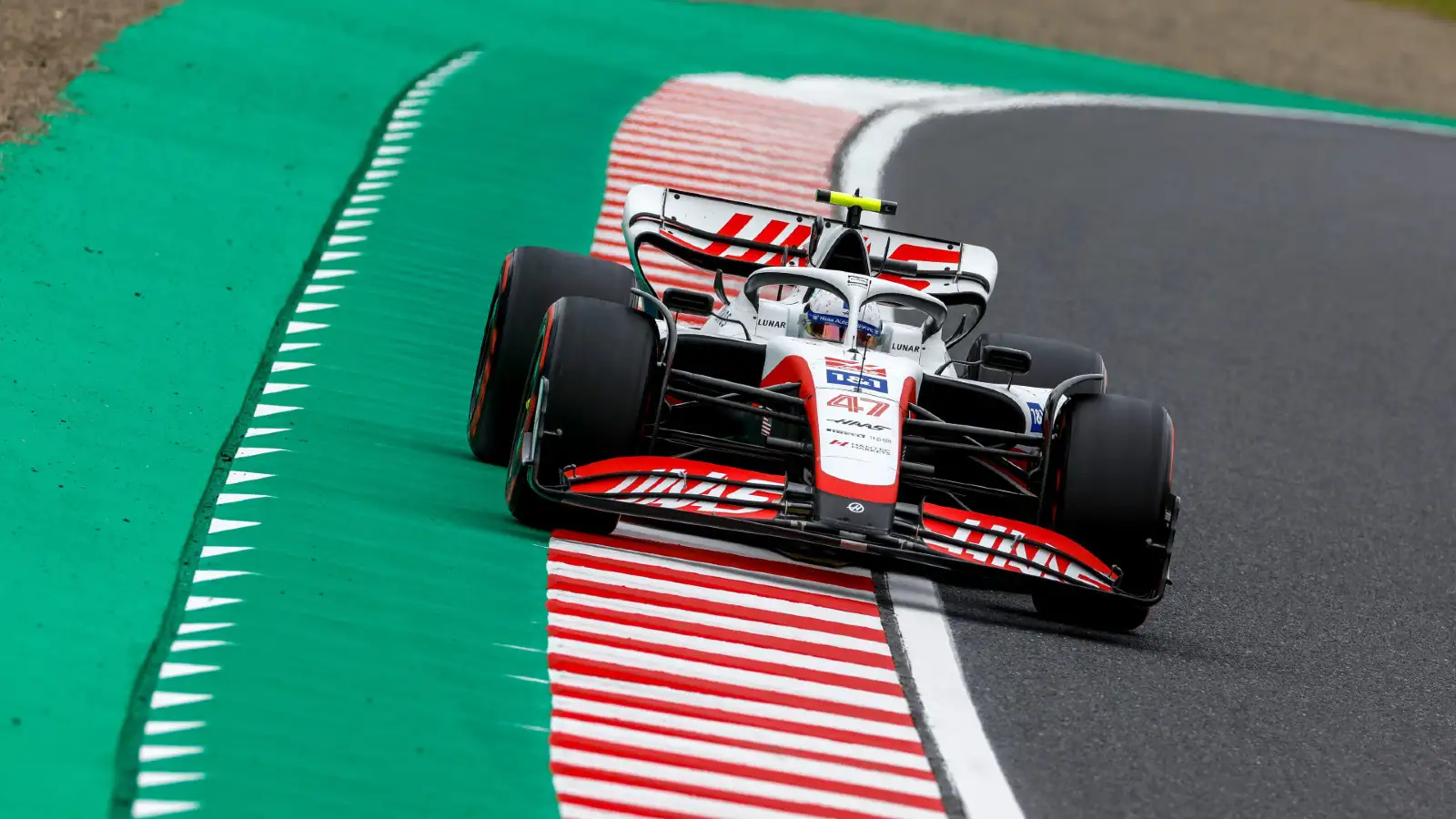 Haas' Mick Schumacher on track at the Japanese Grand Prix. Suzuka, October 2022.