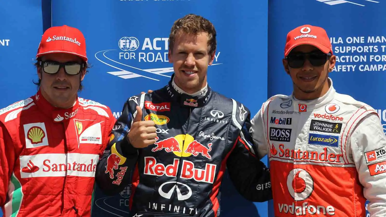 Sebastian Vettel, Fernando Alonso and Lewis Hamilton. Canada June 2012.