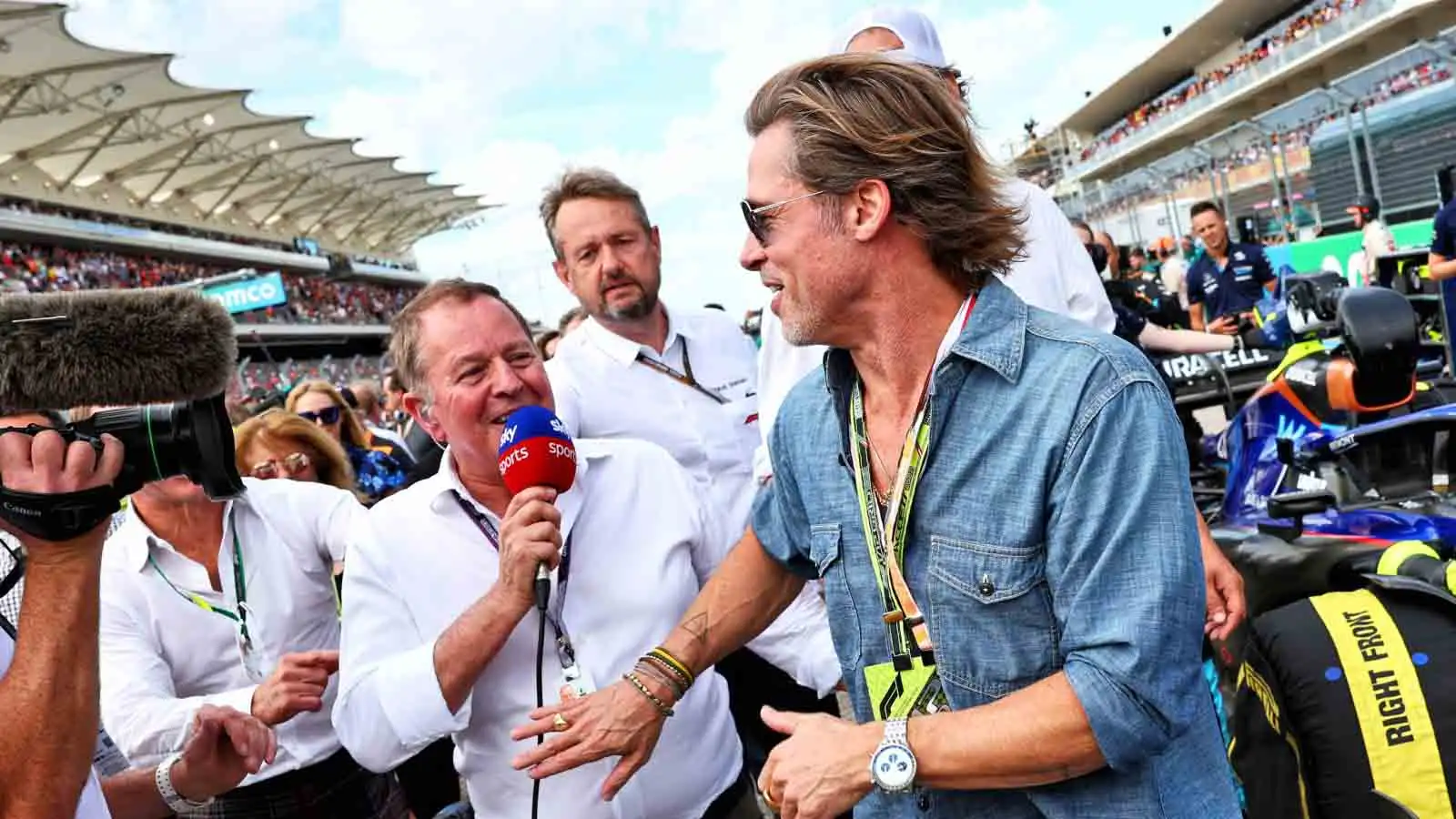 Martin Brundle interviews Brad Pitt. Austin October 2022.