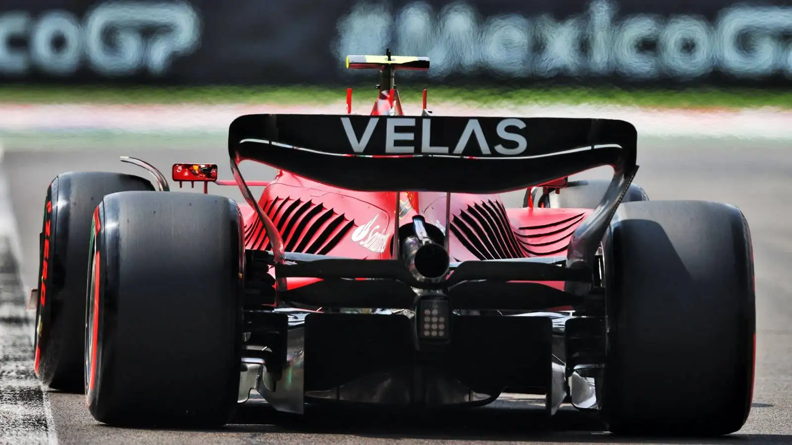 Rear view of Carlos Sainz's Ferrari. Mexico City October 2022.