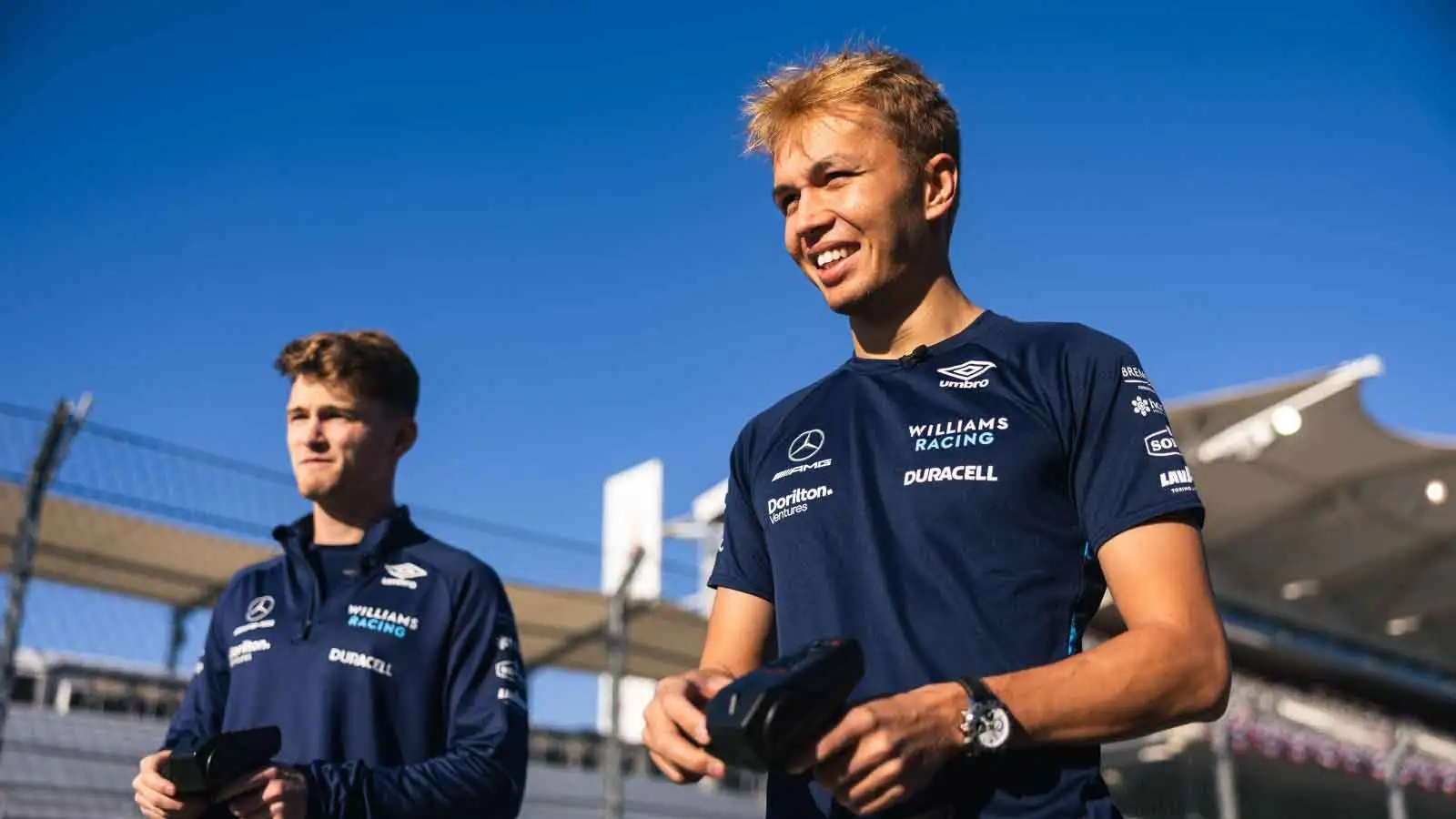 Williams pair Alex Albon and Logan Sargeant. Austin October 2022.