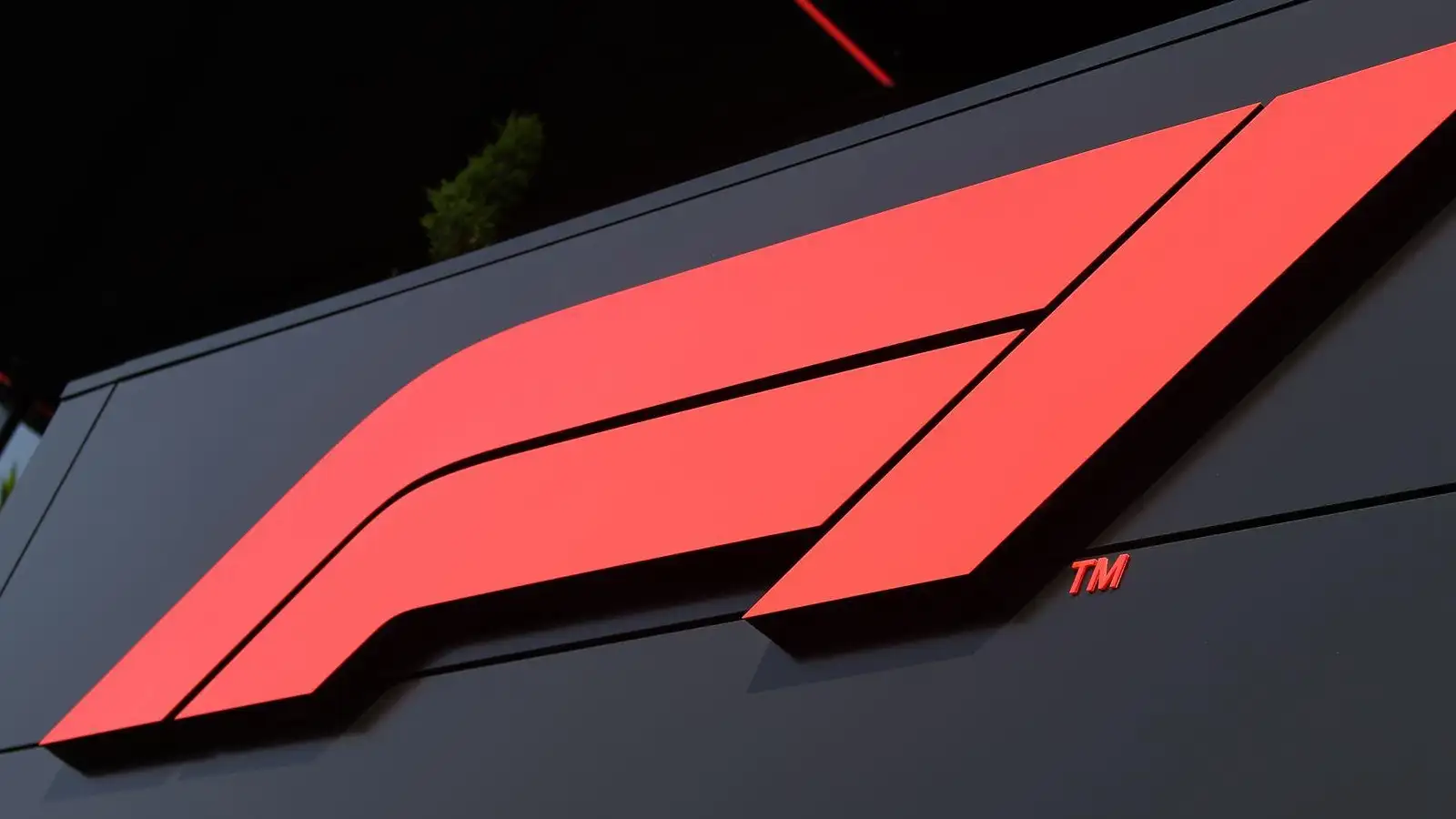 The Formula 1 logo on the side of a building in Barcelona in 2022.
