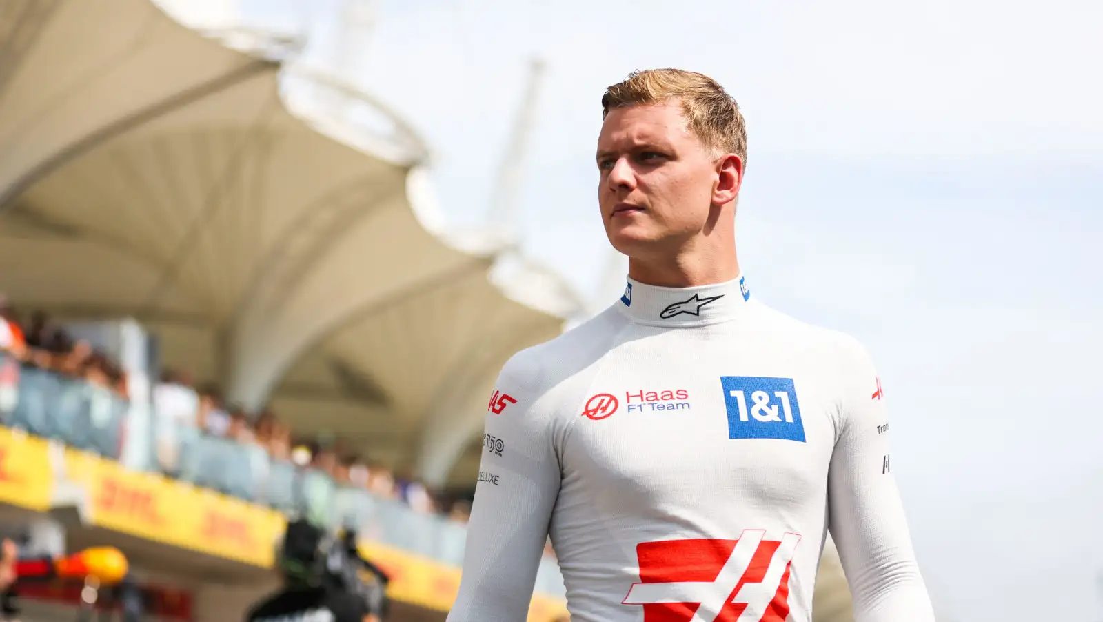 Mick Schumacher stern walking on the grid. Brazil November 2022