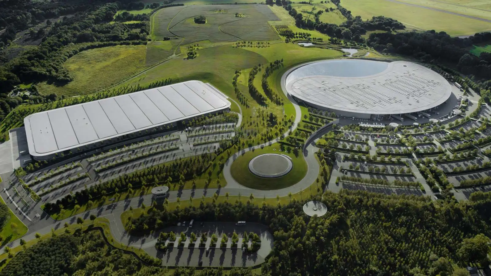 The McLaren Technology Centre from above.
