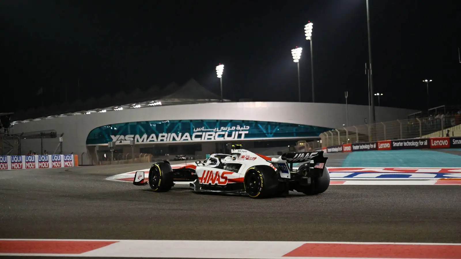 Mick Schumacher's Haas during the Abu Dhabi GP. Yas Marina November 2022.