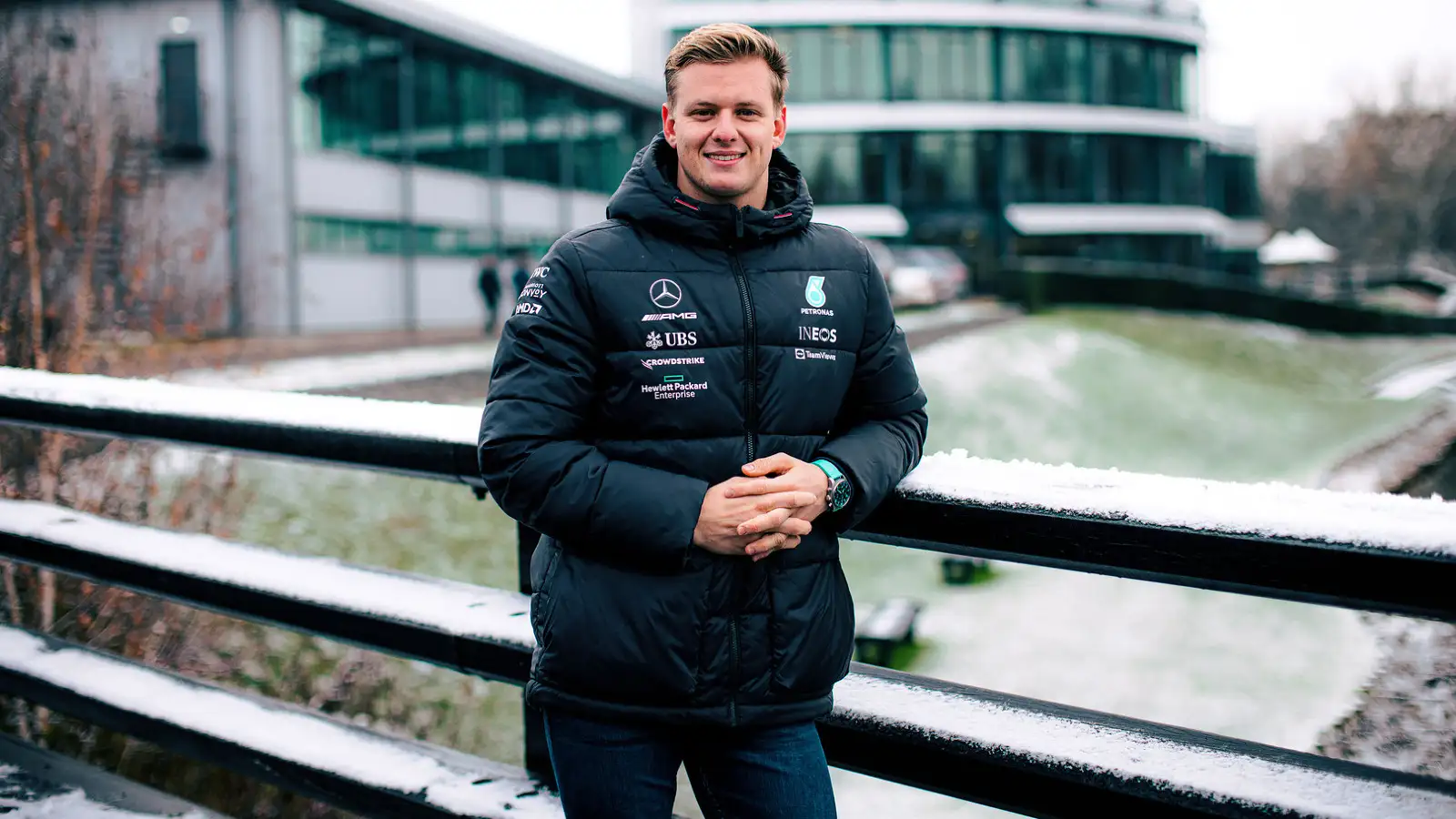 Mercedes' Mick Schumacher visits Brackley, December 2022.