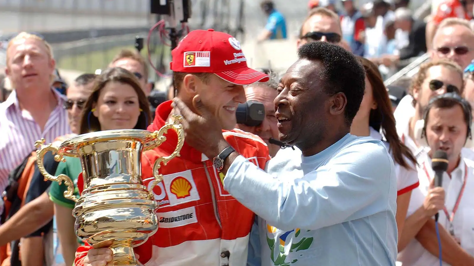 Pele presents trophy to Michael Schumacher. Brazil 2006