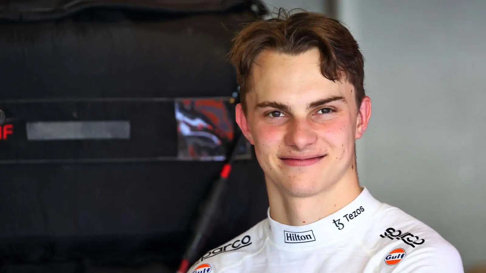 Oscar Piastri in the McLaren garage. Abu Dhabi November 2022.