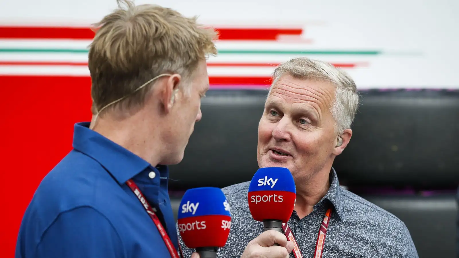 Johnny Herbert speaking to Simon Lazenby. Baku, April 2018.