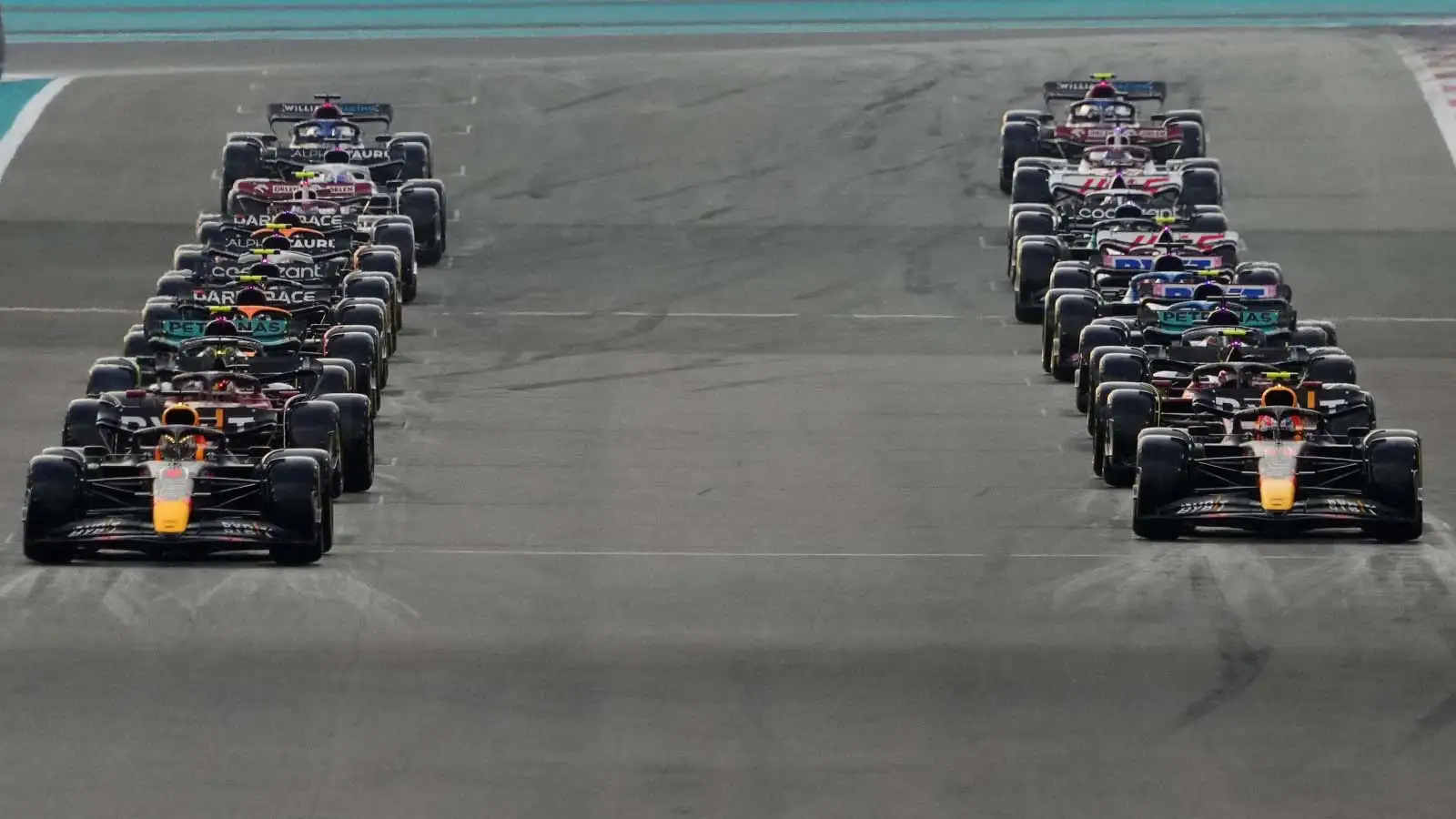 The drivers about to get underway. Abu Dhabi November 2022 F1 2023.