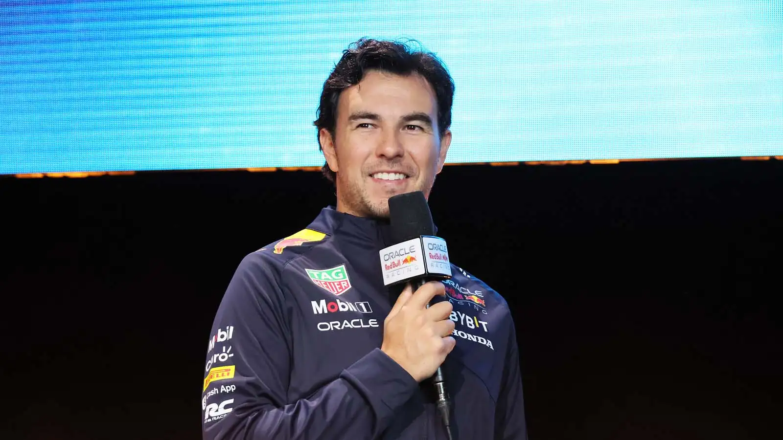 Sergio Perez at the Red Bull RB19 car launch. New York February 2023.