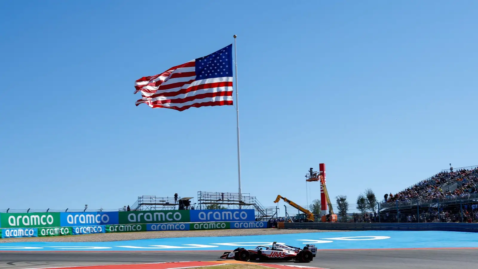 The United States flag flying at COTA. Austin, October 2022.