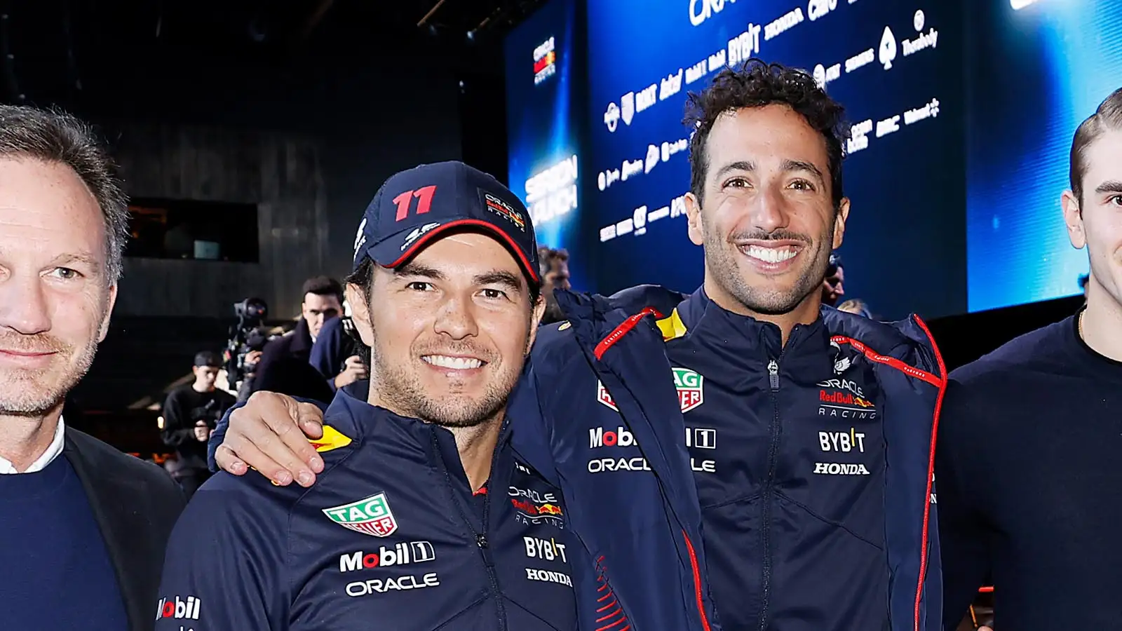 Sergio Perez and Daniel Ricciardo. Red Bull launch New York February 2023.