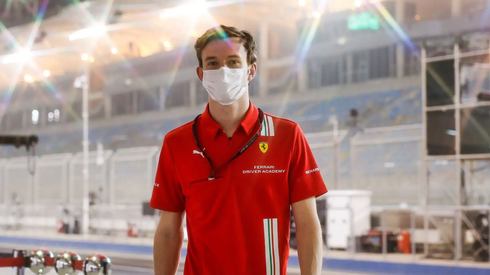 Callum Ilott, Ferrari, looks at camera. Bahrain, March 2021.
