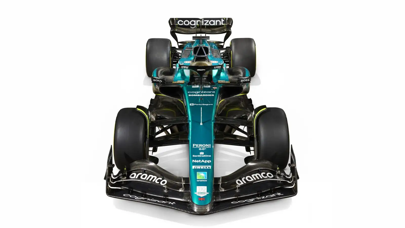 Aston Martin AMR23 front shot.