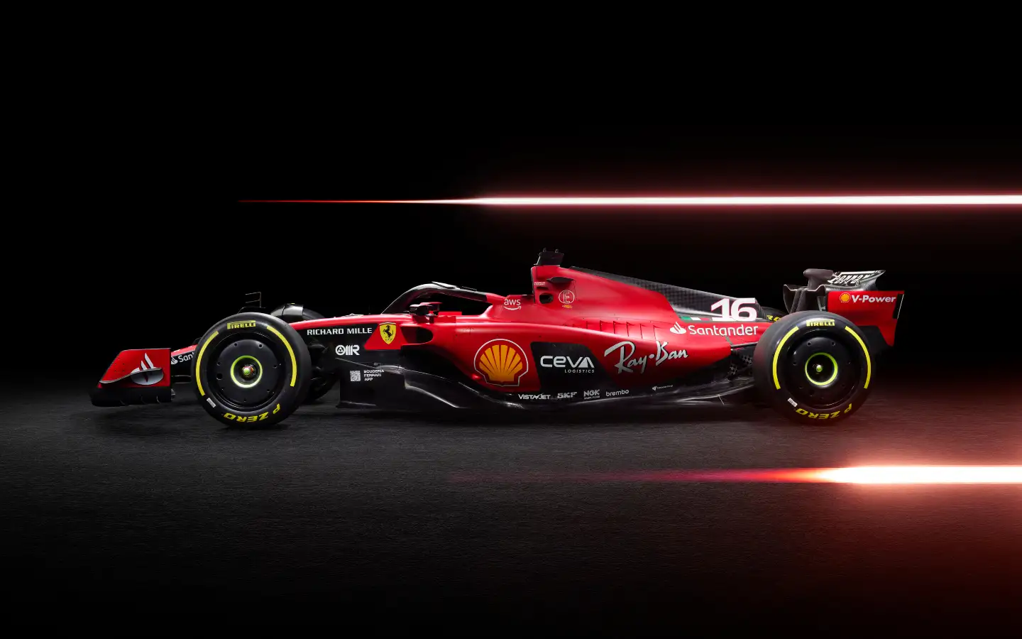 Ferrari's 2023 SF-23 is revealed at its launch, February 2023.