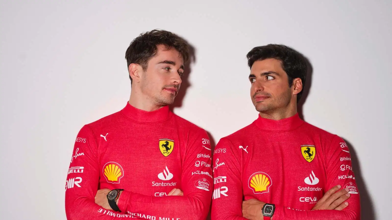 Ferrari drivers Charles Leclerc and Carlos Sainz. February 2022.