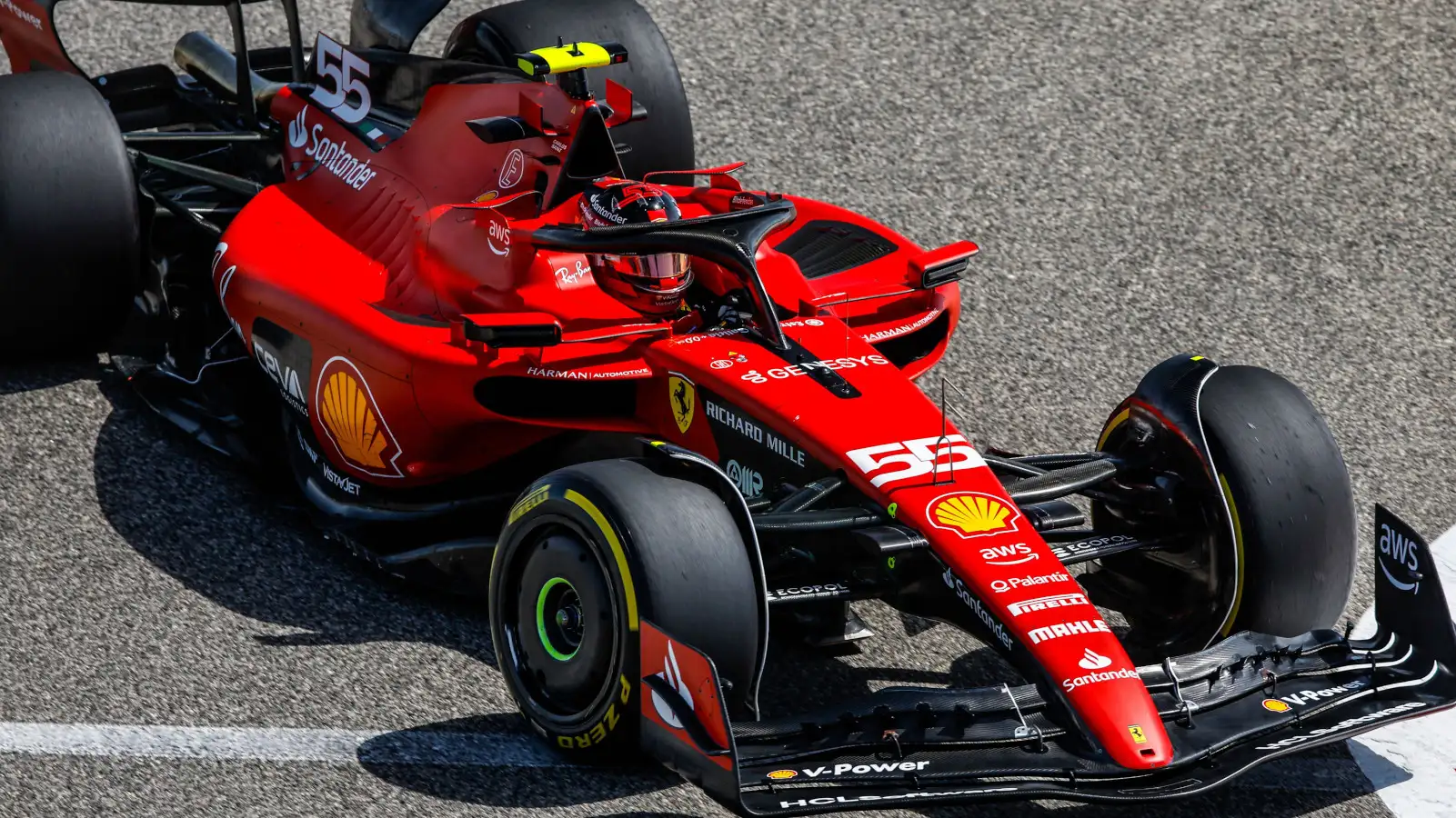 Carlos Sainz tests Ferrari SF-23 on the opening morning of pre-season testing in Bahrain. Bahrain February 2023