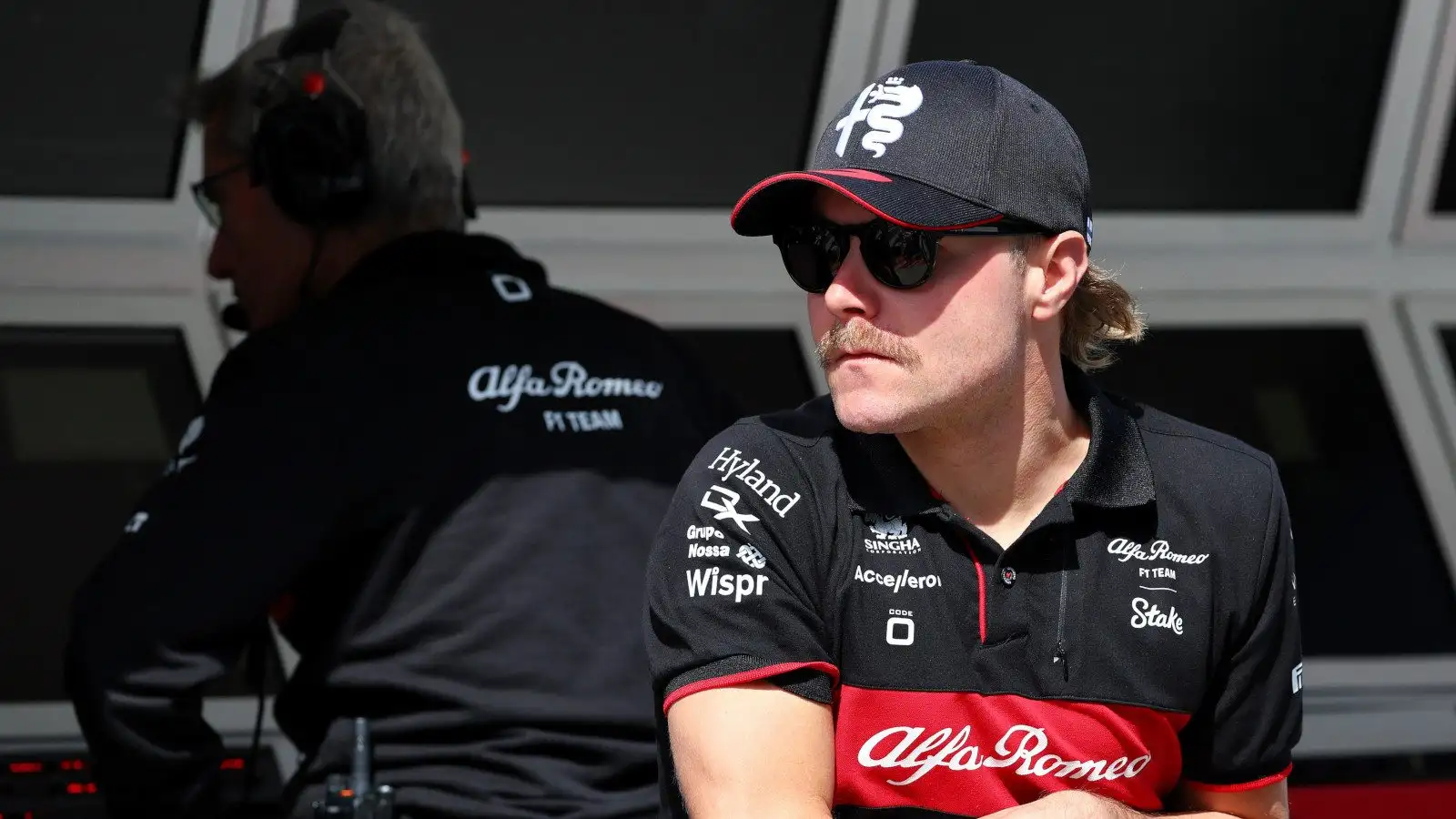 Valtteri Bottas on the Alfa Romeo pit wall. Bahrain February 2023