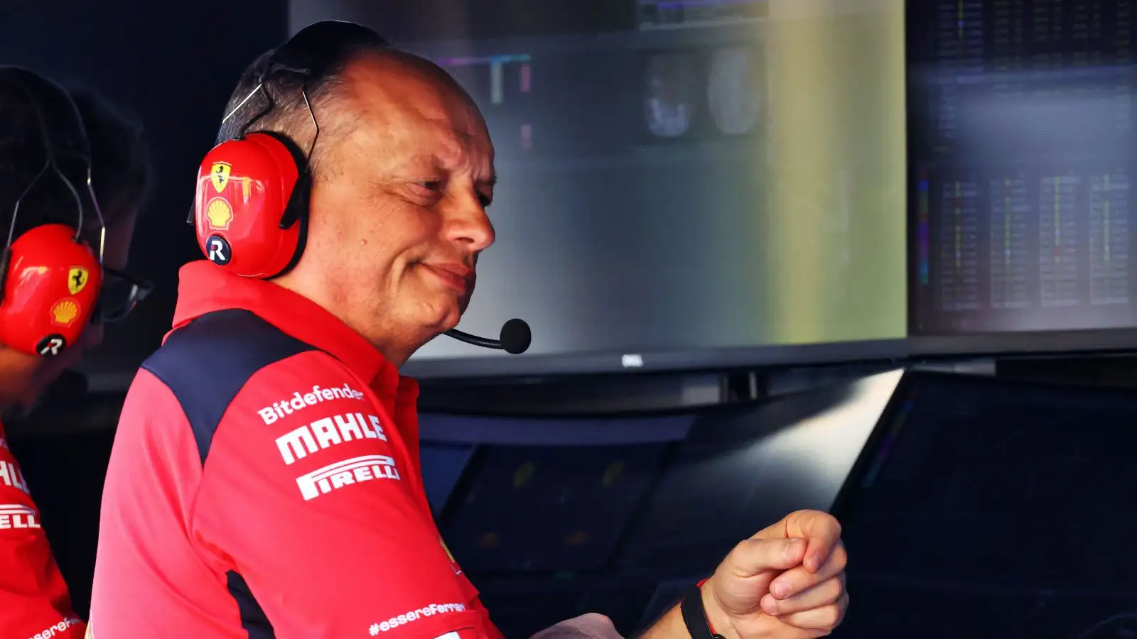 Fred Vasseur on the Ferrari pit wall. Bahrain February 2023