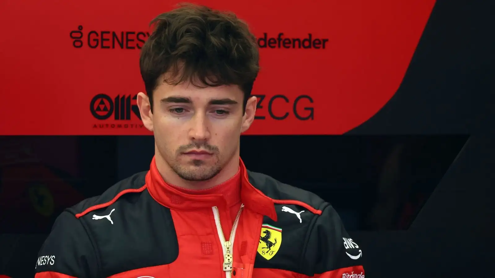 Charles Leclerc, Ferrari, looks sad. Bahrain, March 2023.