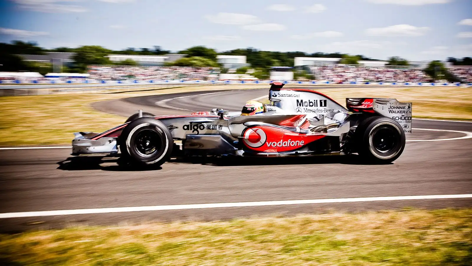 Lewis Hamilton drives McLaren F1 car. England, June 2008.