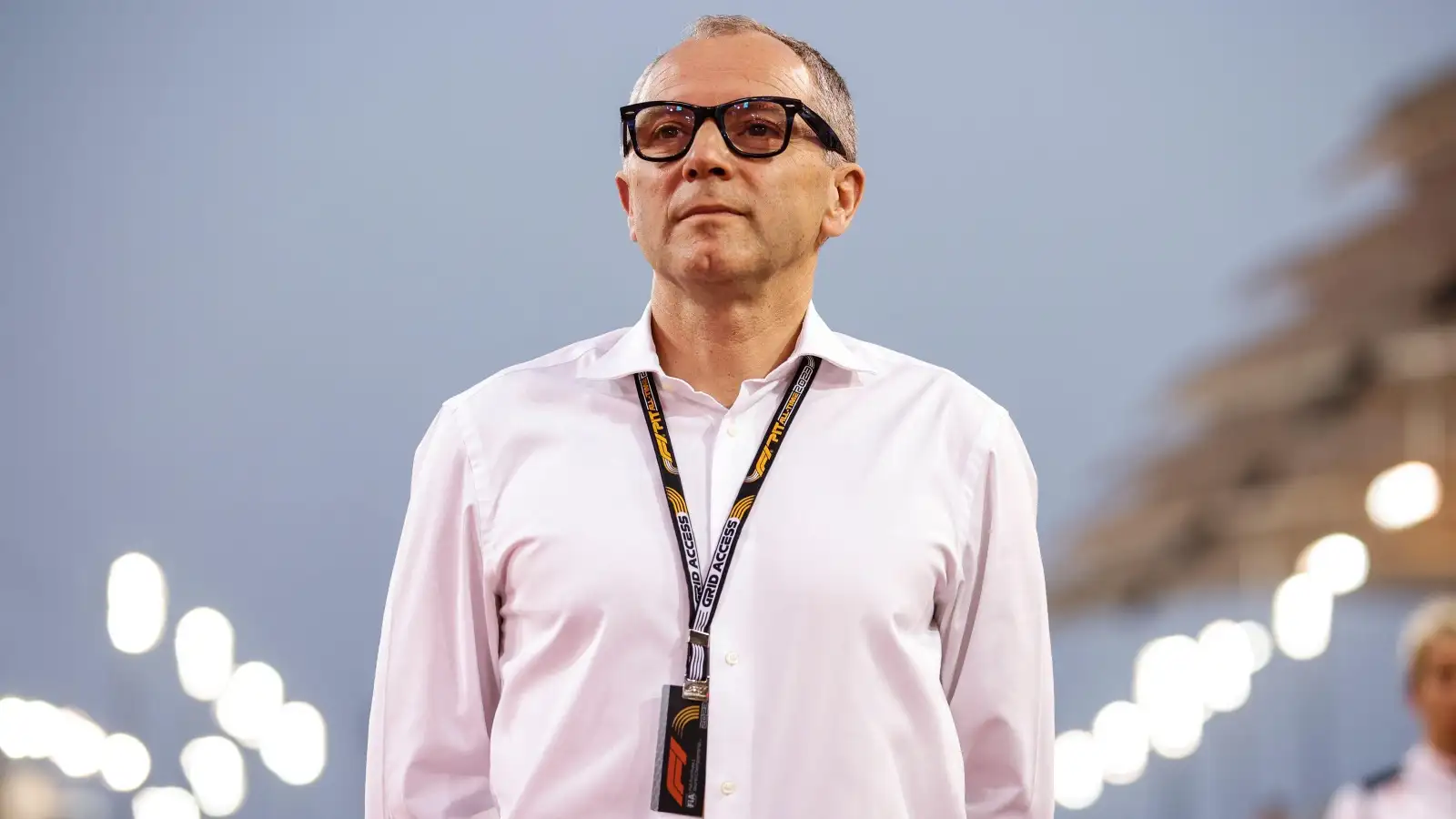 Stefano Domenicali watches on from the grid. Bahrain, March 2023.