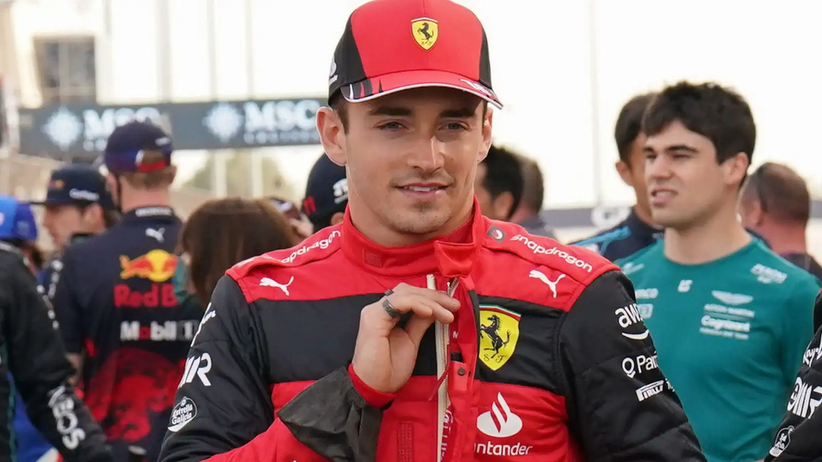 Charles Leclerc smiling before the race. Bahrain March 2023