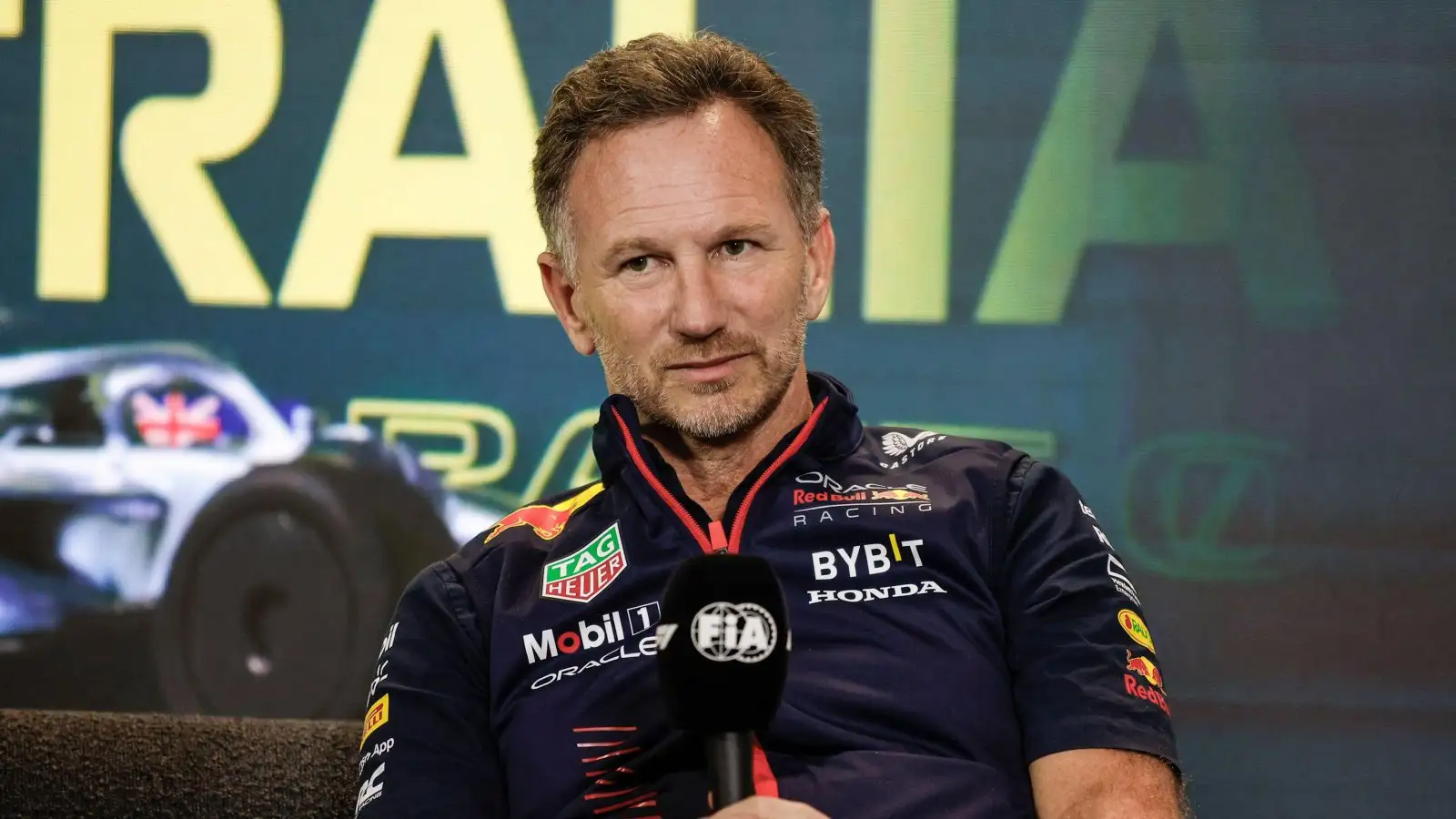 Christian Horner in a press conference. Melbourne, Australia, March 2023.
