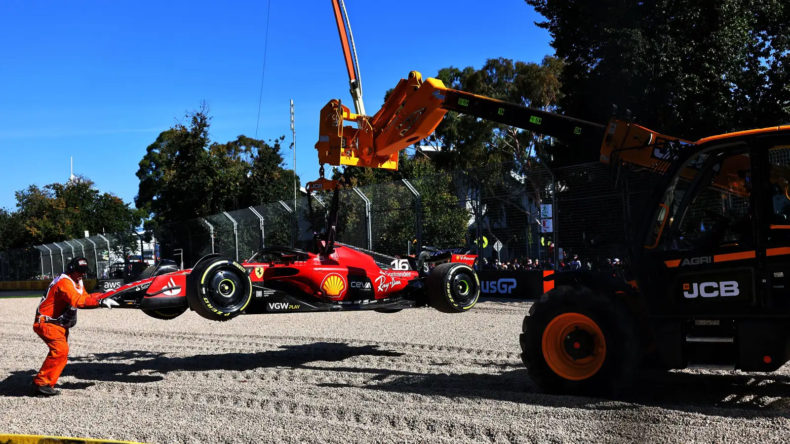 Ferrari's Charles Leclerc retires from the Australian Grand Prix. Melbourne, April 2023.