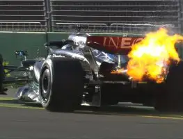 George Russell’s W14 catches fire in first Mercedes mechanical retirement