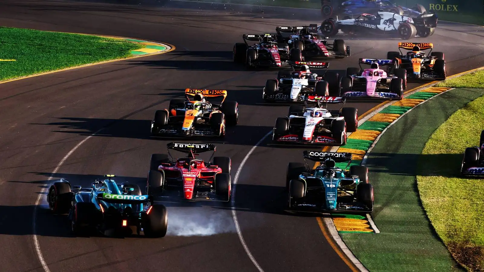 Fernando Alonso, Aston Martin, facing backwards. Australia, April 2023.