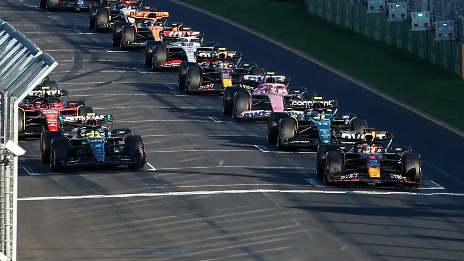 Max Verstappen lines on the grid for a restart. Australia April 2023