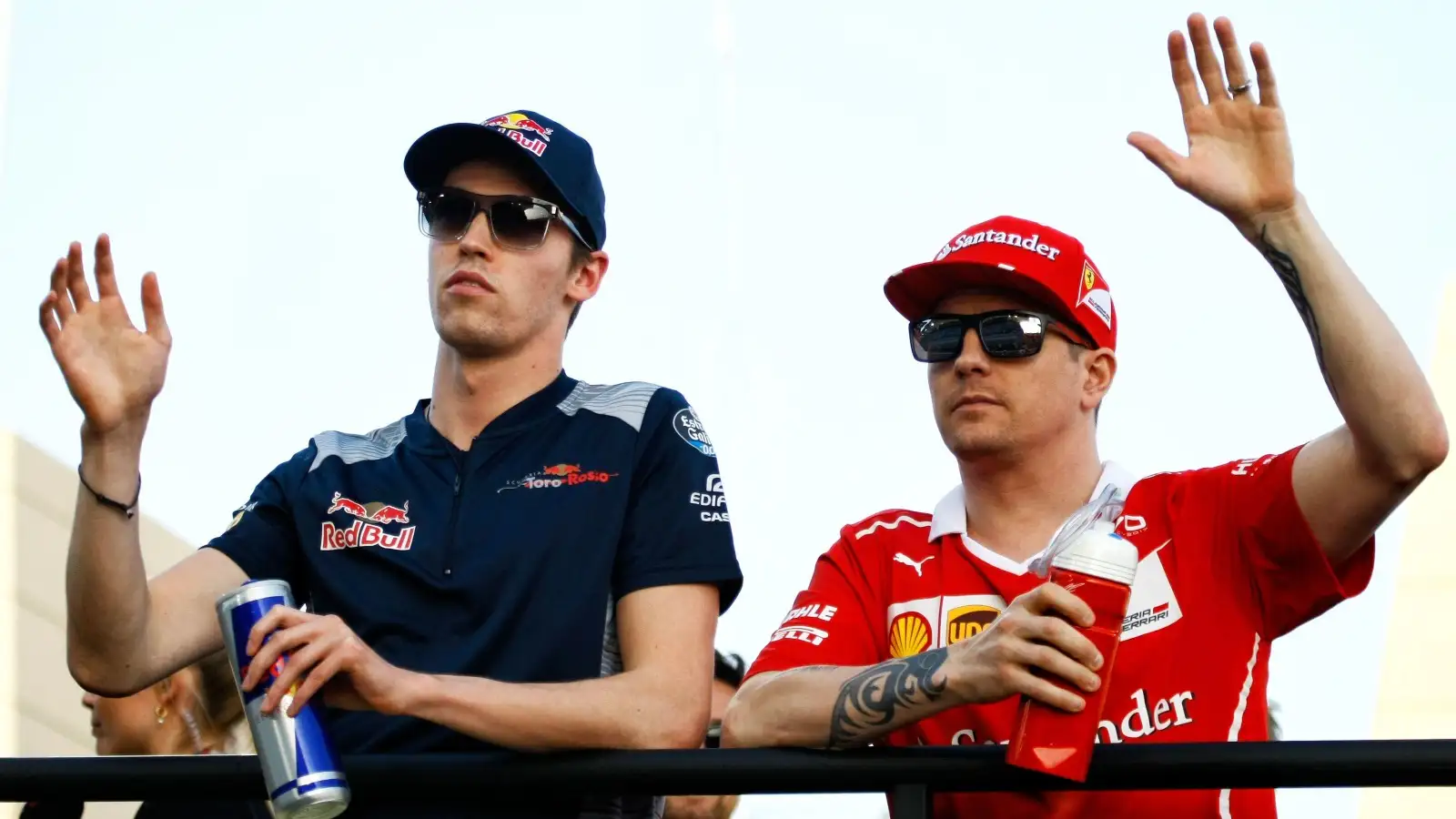 Daniil Kvyat with Kimi Raikkonen. Bahrain, April 2017.