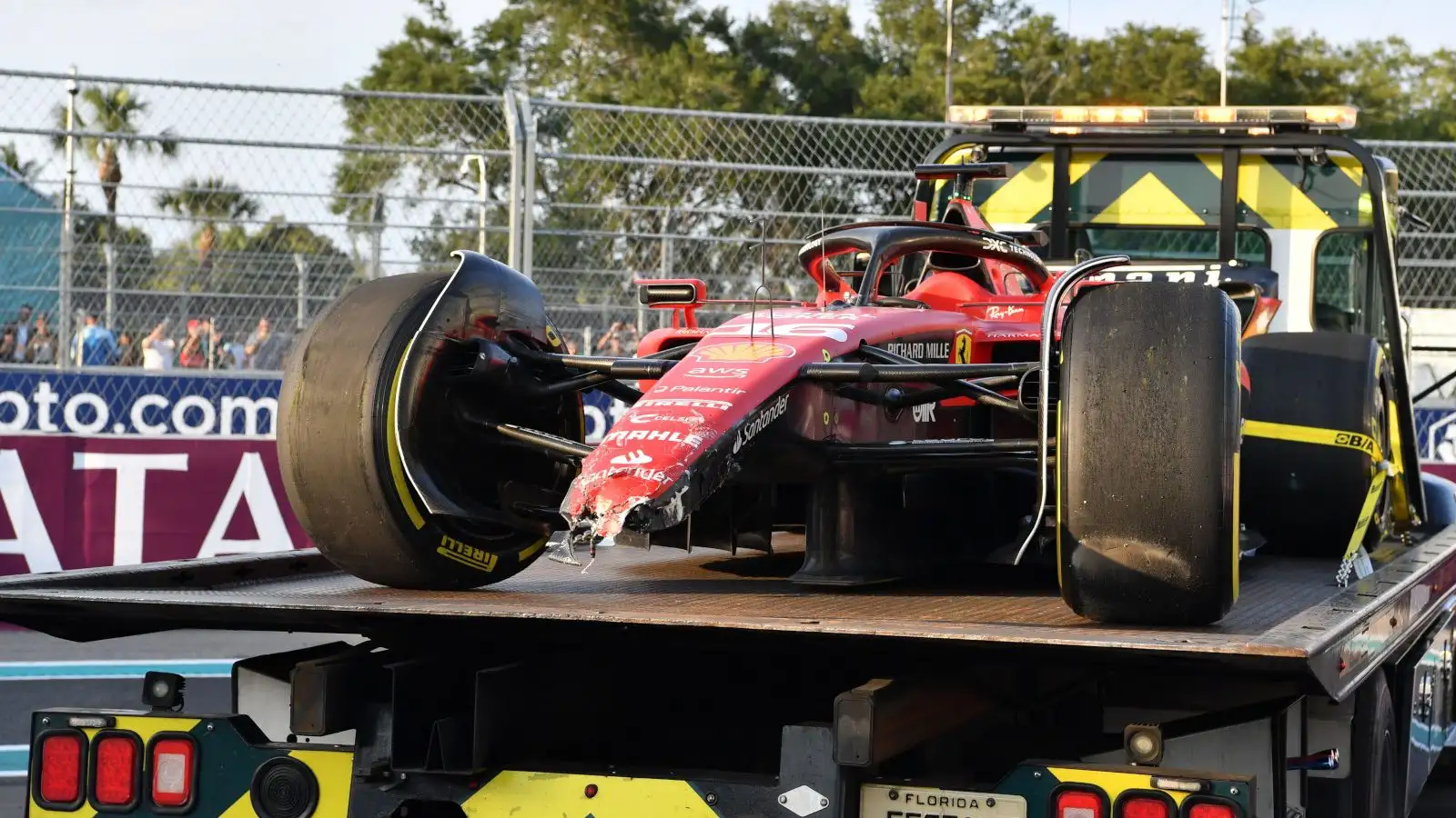 Charles Leclerc's crashed Ferrari SF-23. Miami May 2023