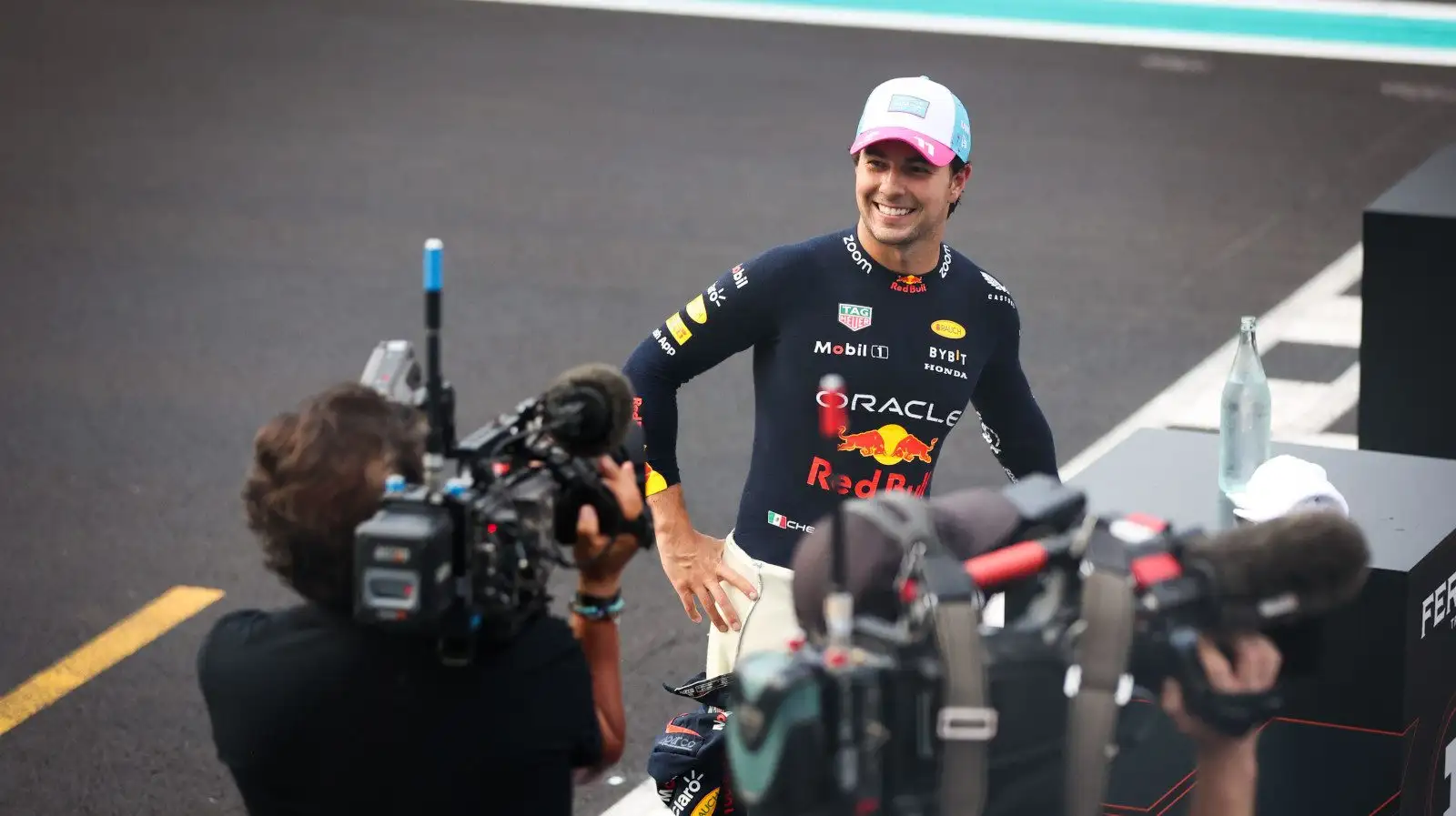 Sergio Perez smiling for the camera. Miami May 2023