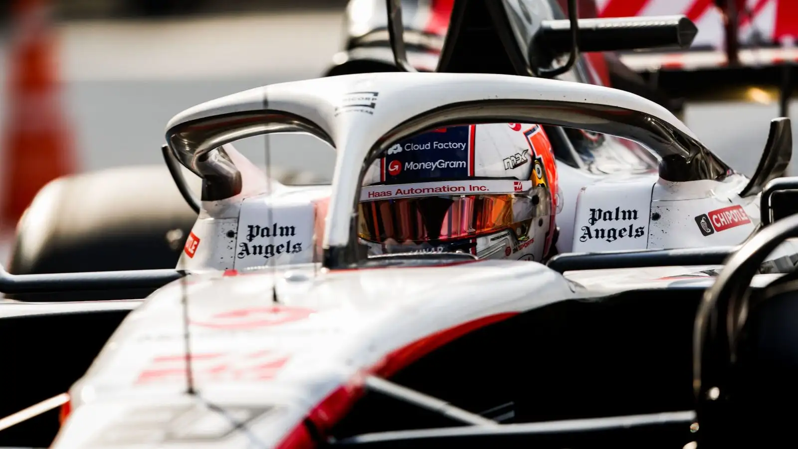 Kevin Magnussen up close in the Haas. Miami May 2023